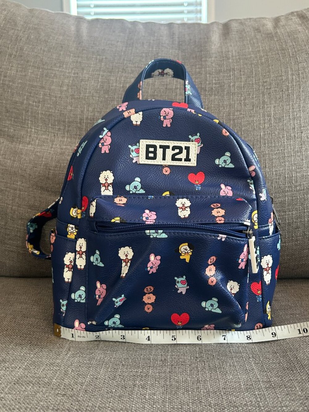 BT21 Blue Mini Backpack Faux Leather Cute Character Graphics K-Pop BTS Merch - Picture 12 of 14
